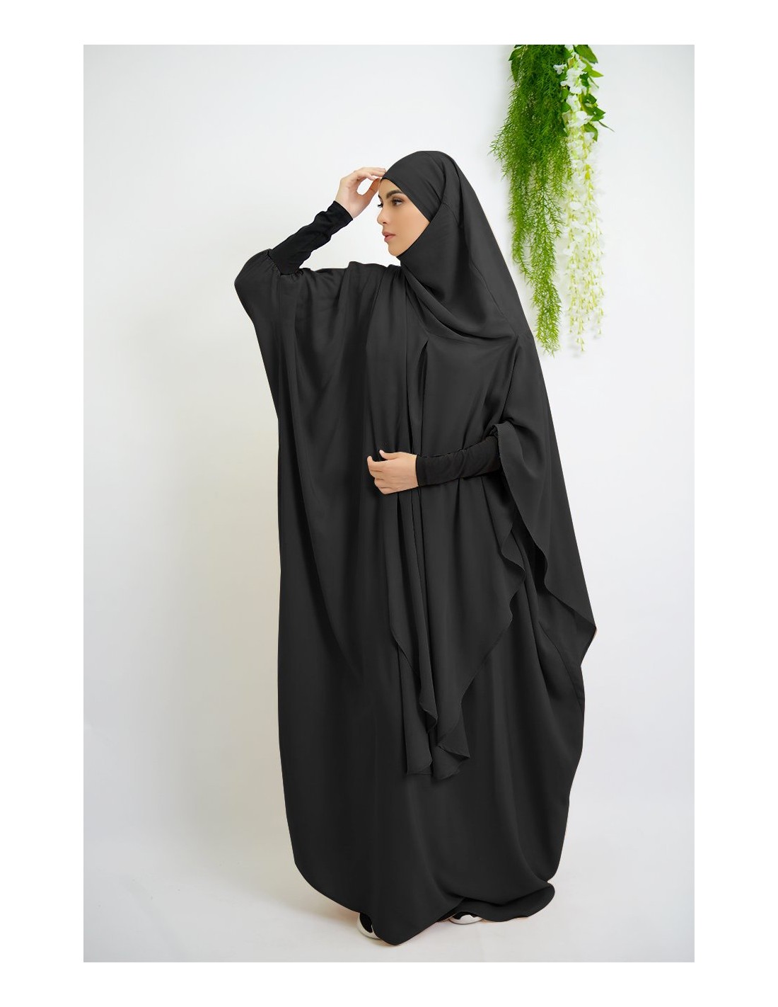 Abaya Khaleej + long khimar avec hijab intégré